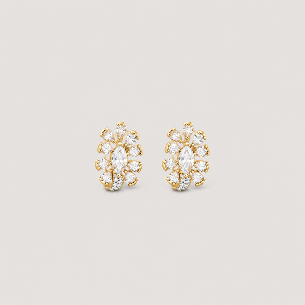 1 Ct. Lab Grown Diamond Multi Cut Cluster Earrings (VS-EF)
