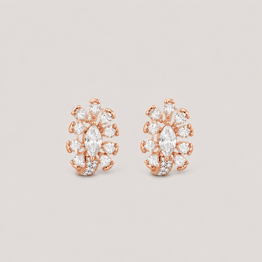1 Ct. Lab Grown Diamond Multi Cut Cluster Earrings (VS-EF)