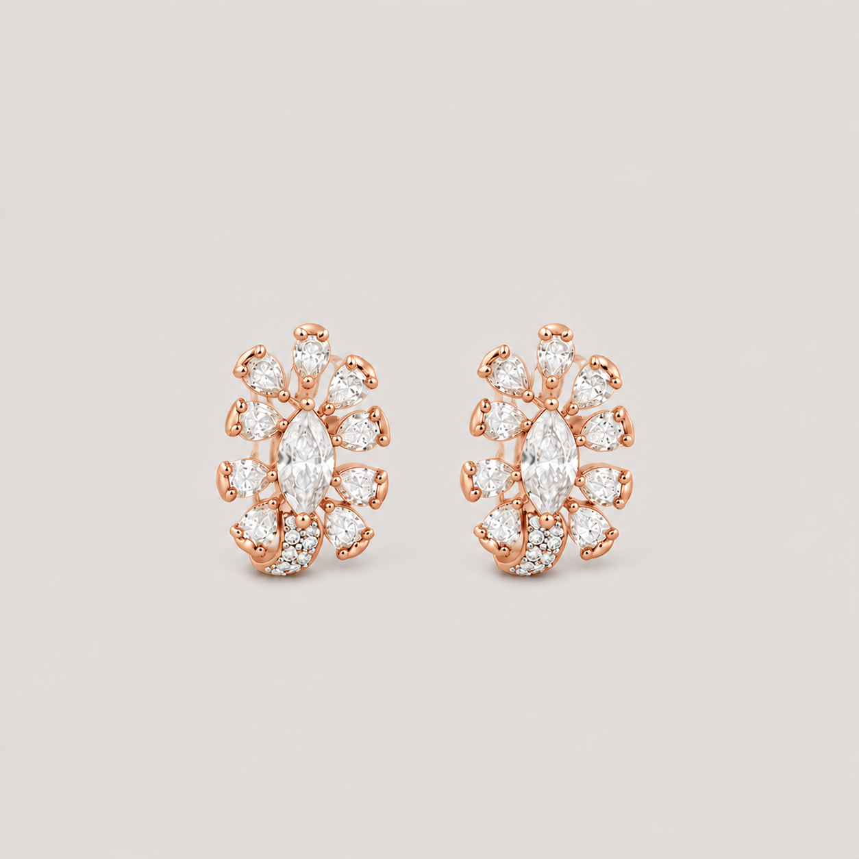 1 Ct. Lab Grown Diamond Multi Cut Cluster Earrings (VS-EF)