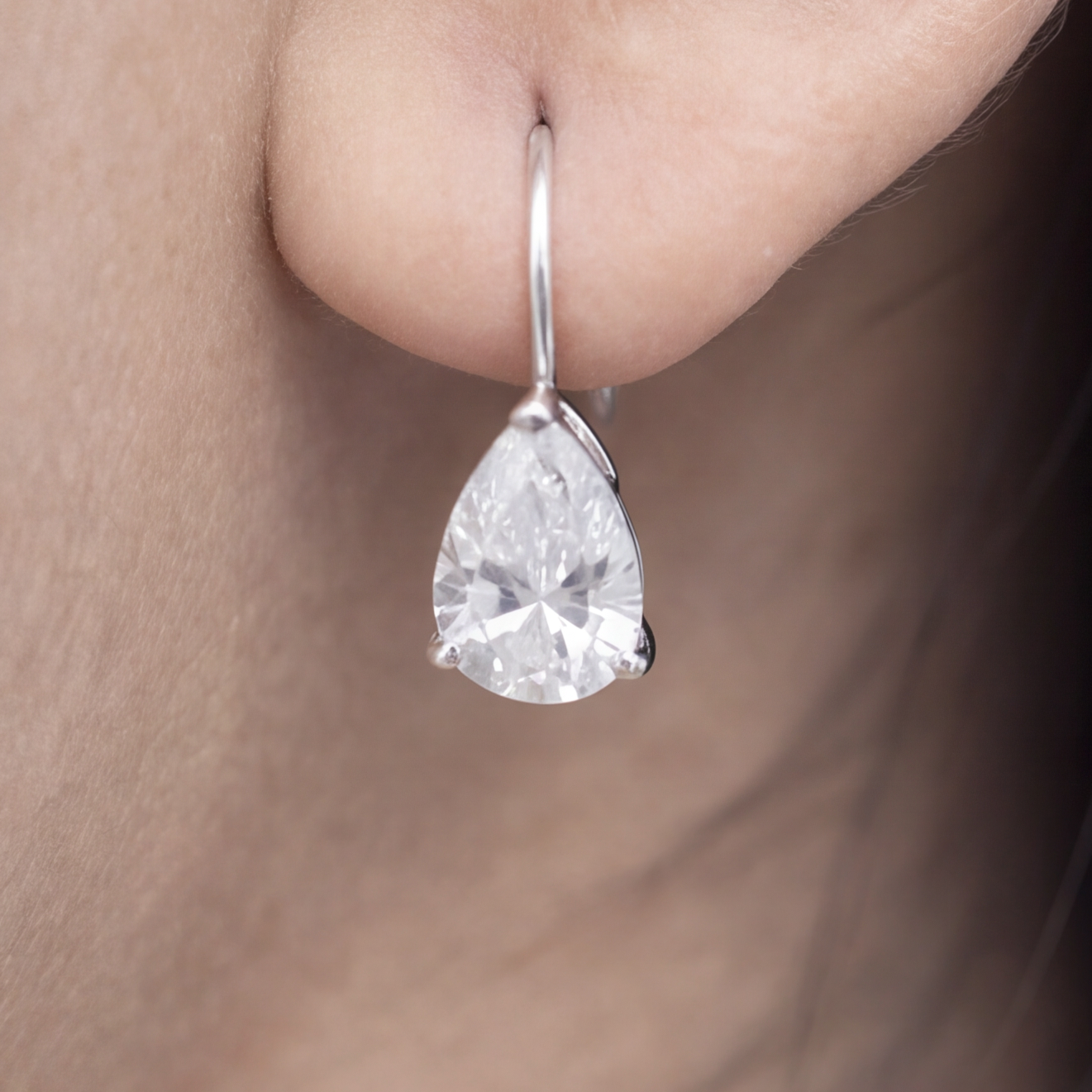 3 Ct. Lab Grown Diamond Pear Cut Dangle Earrings (VS-EF)