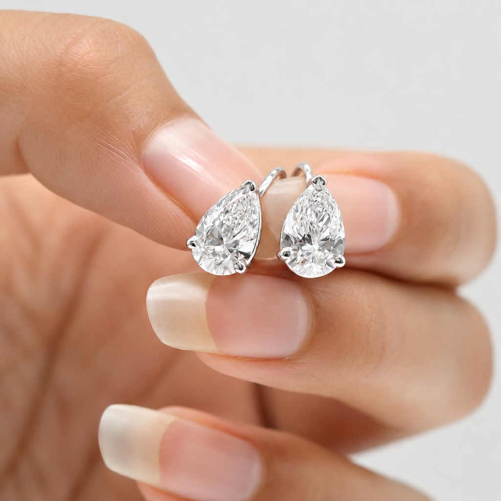 3 Ct. Lab Grown Diamond Pear Cut Dangle Earrings (VS-EF)