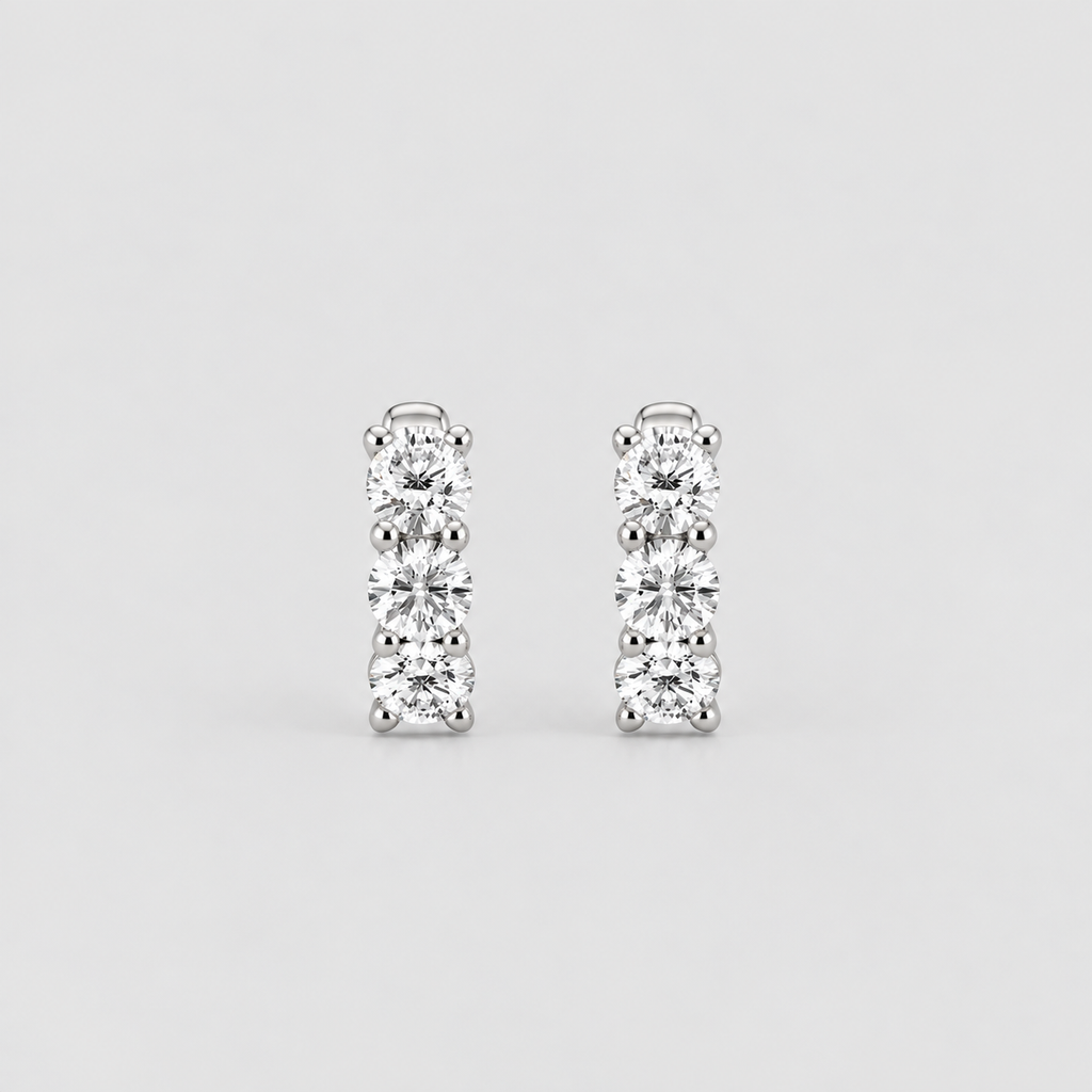 3 Ct. Round Cut Lab Grown Diamond Hoop Earrings (EF/VVS-VS)