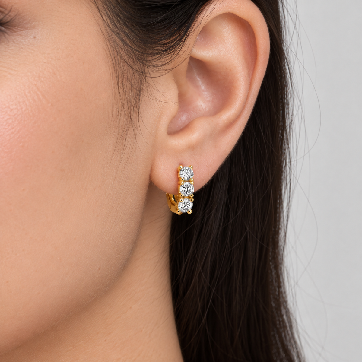 3 Ct. Round Cut Lab Grown Diamond Hoop Earrings (EF/VVS-VS)