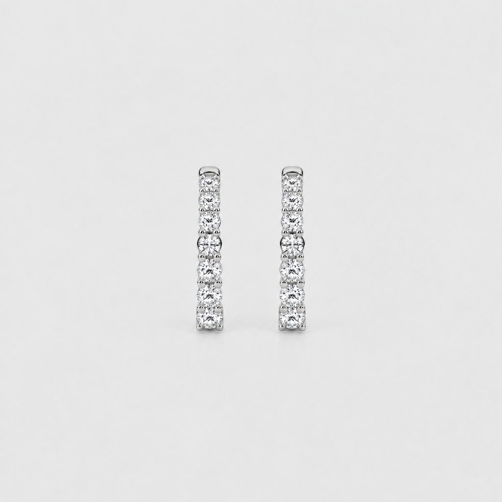 1 Ct. Lab-Grown Diamond Huggie Hoop Earring Round Cut (EF/VVS-VS)