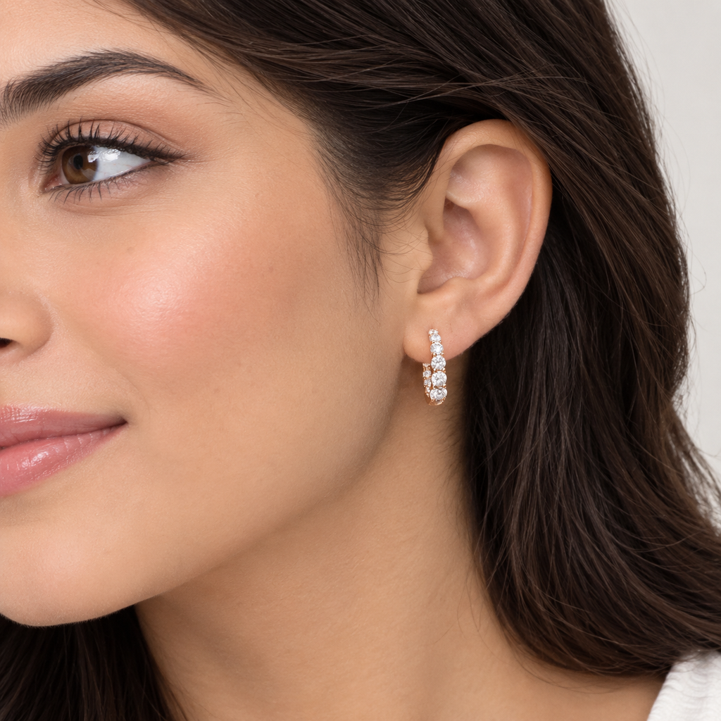 1 Ct. Lab-Grown Diamond Huggie Hoop Earring Round Cut (EF/VVS-VS)
