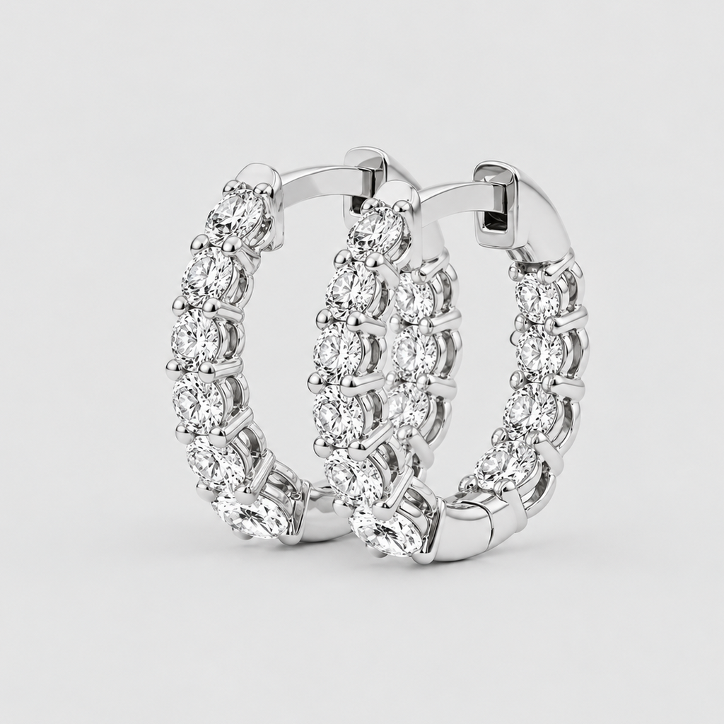 1 Ct. Lab-Grown Diamond Huggie Hoop Earring Round Cut (EF/VVS-VS)