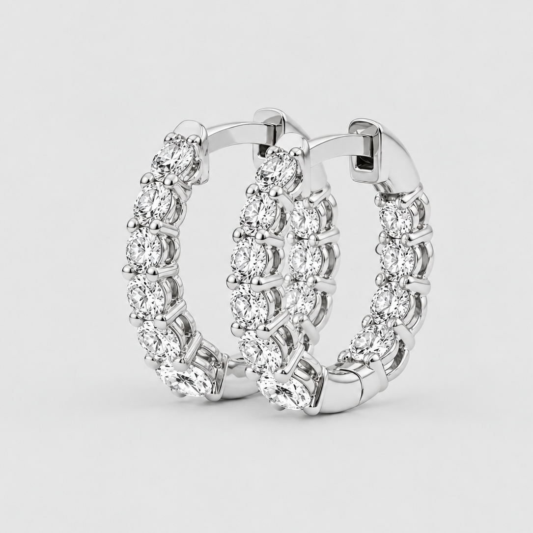 1 Ct. Lab-Grown Diamond Huggie Hoop Earring Round Cut (EF/VVS-VS)