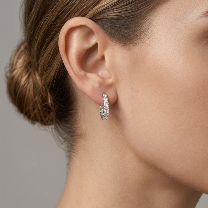 2 Ct. Lab-Grown Diamond Huggies Hoop Earrings Round-Cut (EF/VVS-VS)