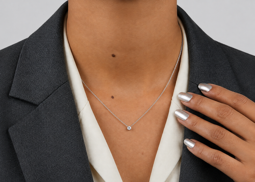 0.15CT (VS-EF) Round Cut Lab-Grown Diamond Solitaire Pendant Necklace for Women