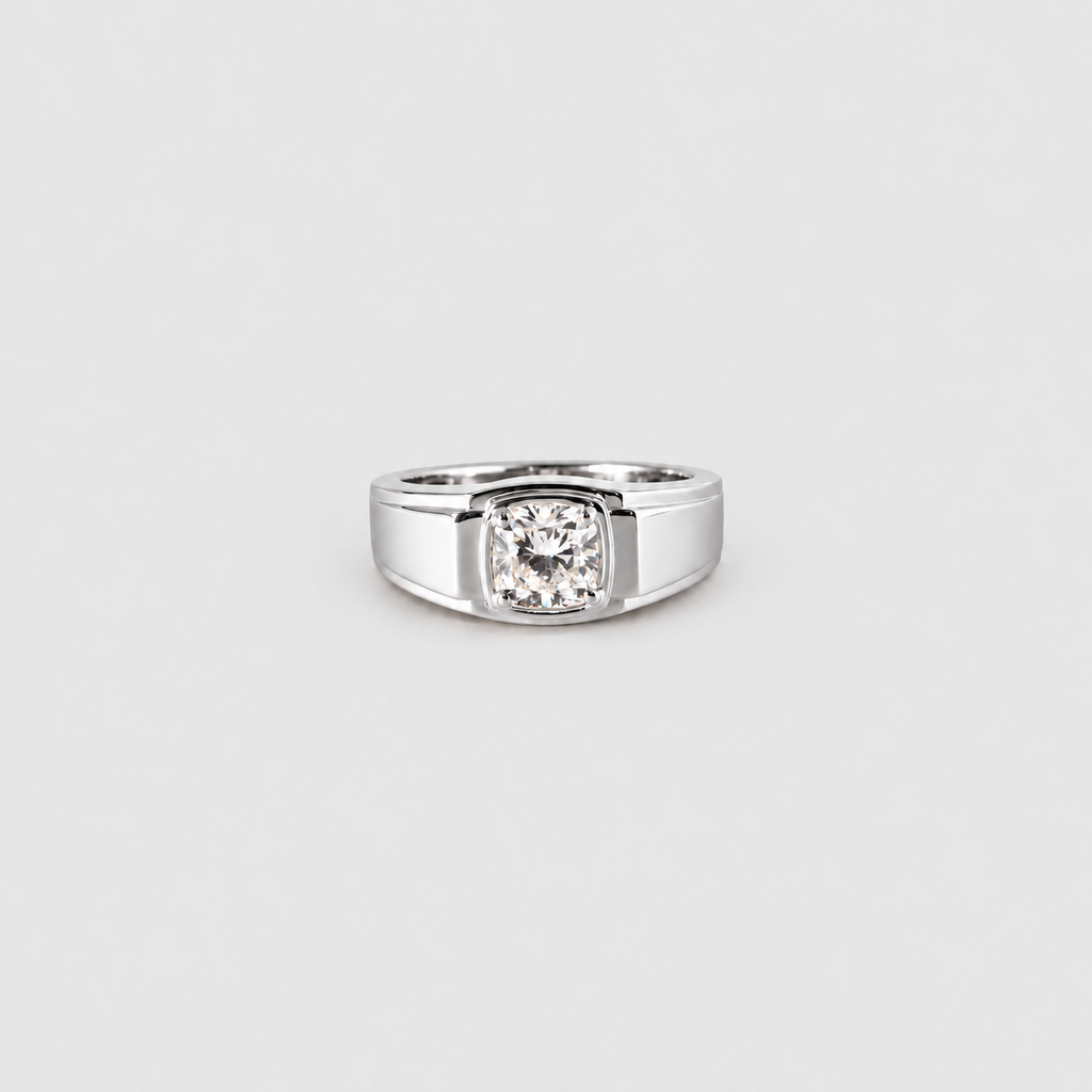 1.50 Ct. Lab Grown Diamond Cushion Cut Solitaire Men Ring (VS-EF)