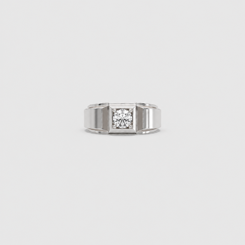 1 Ct. Lab Grown Diamond Round Solitaire Men Ring (VS-EF)