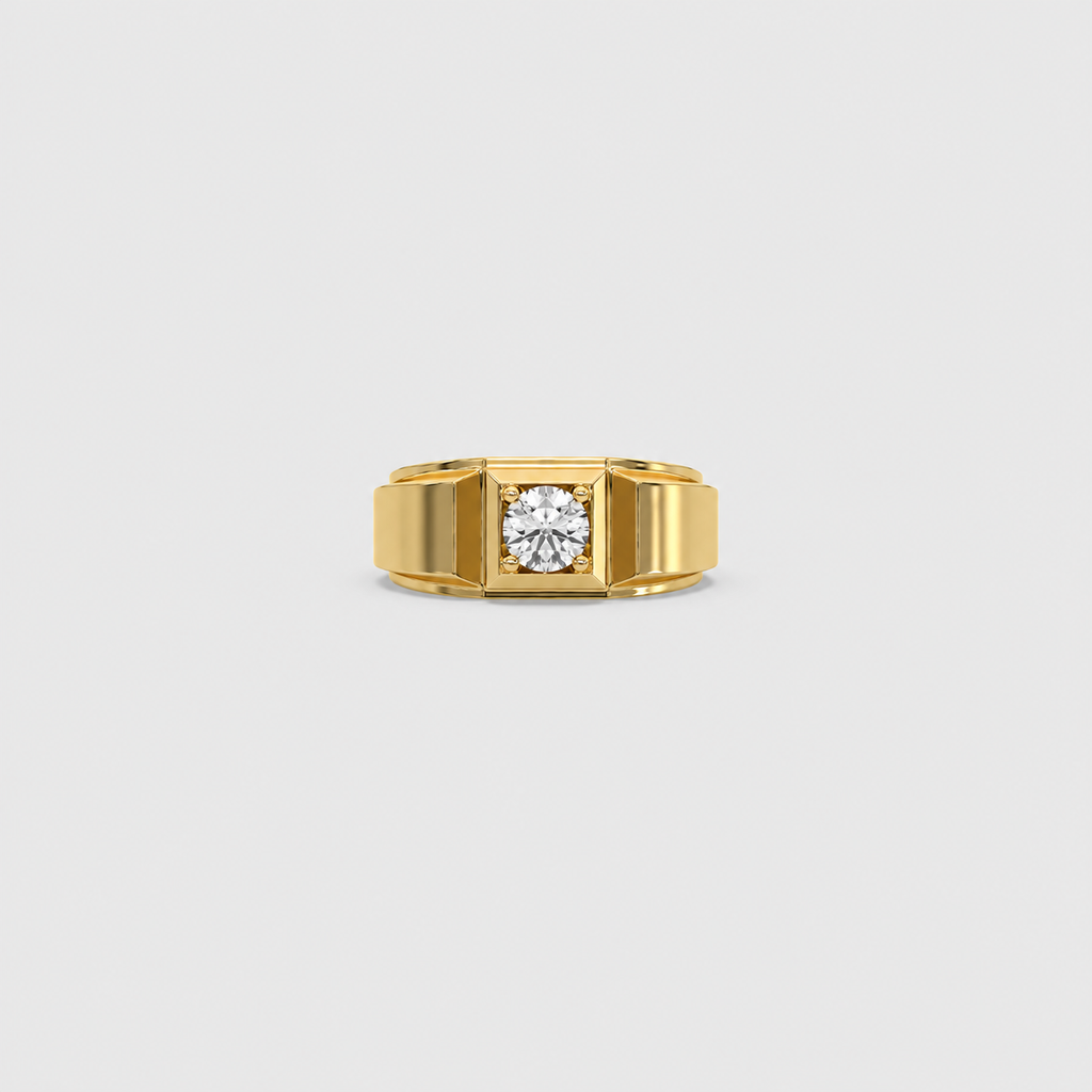 1 Ct. Lab Grown Diamond Round Solitaire Men Ring (VS-EF)