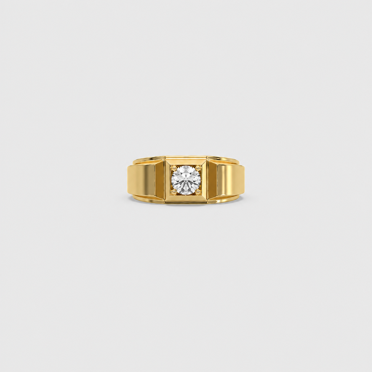 1 Ct. Lab Grown Diamond Round Solitaire Men Ring (VS-EF)