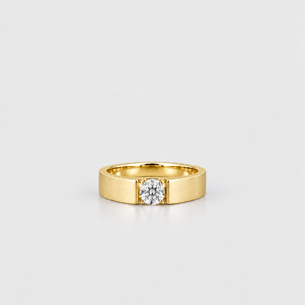 1 Ct. Lab Grown Diamond Round Cut Solitaire Men Ring (VS-EF)