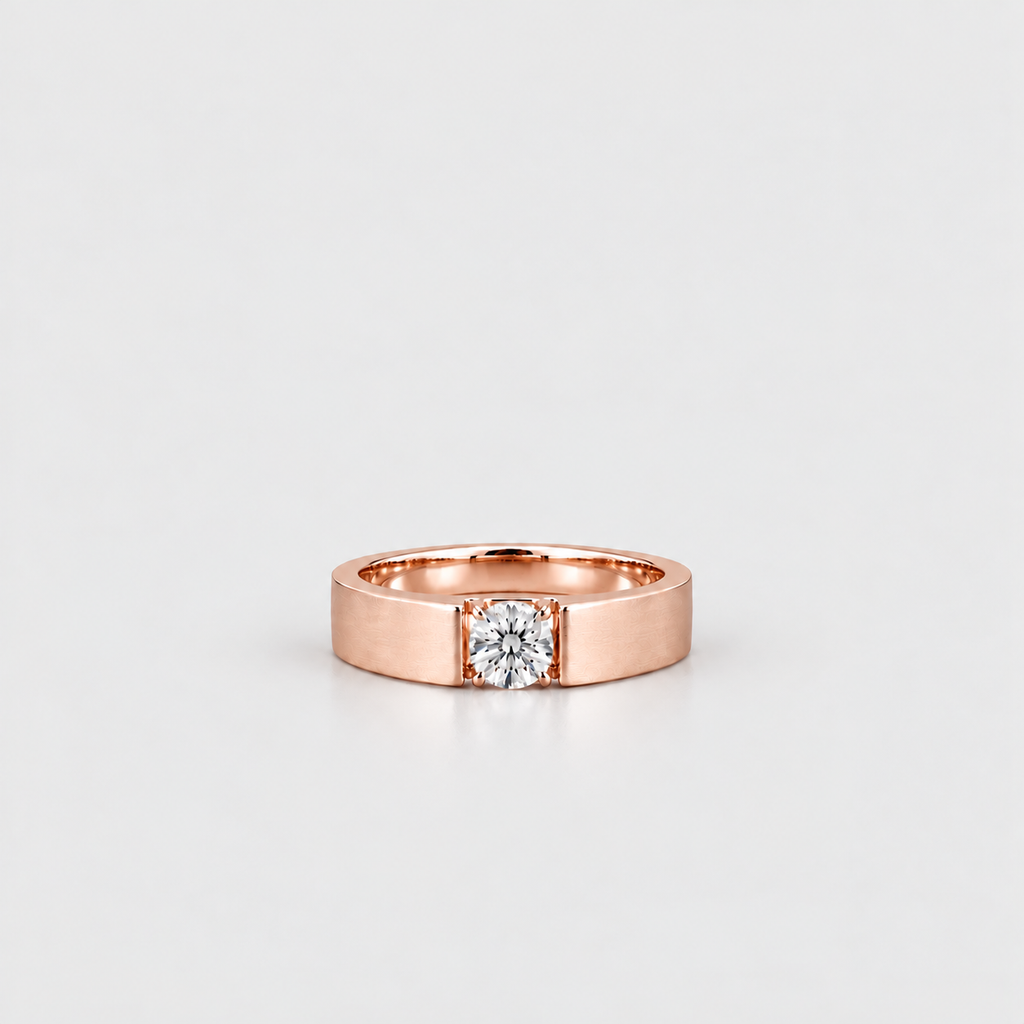 1 Ct. Lab Grown Diamond Round Cut Solitaire Men Ring (VS-EF)