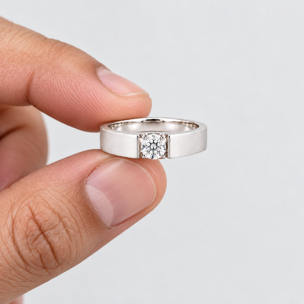 1 Ct. Lab Grown Diamond Round Cut Solitaire Men Ring (VS-EF)