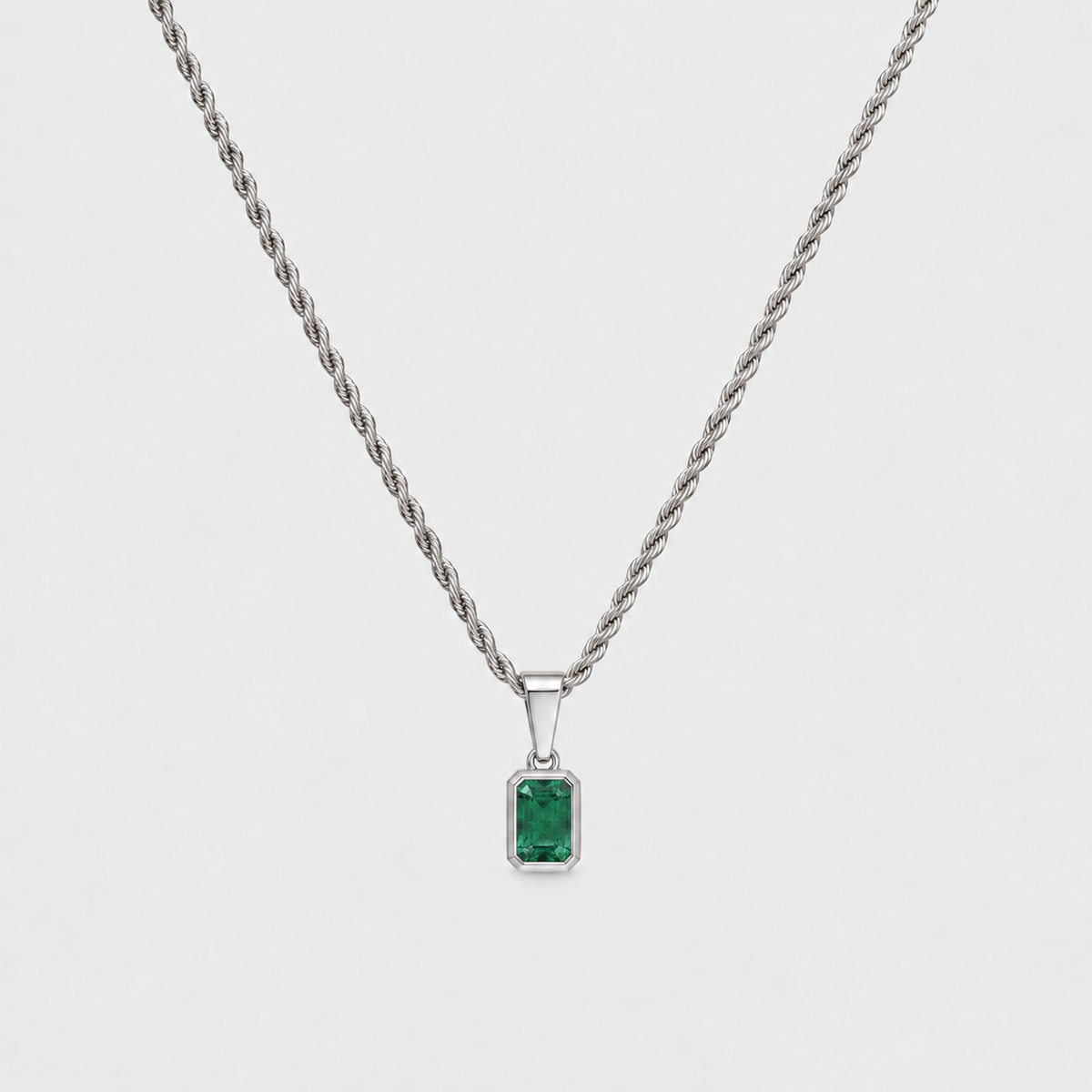 1 Ct. Emerald-Cut Natural Emerald Men’s Solitaire Pendant