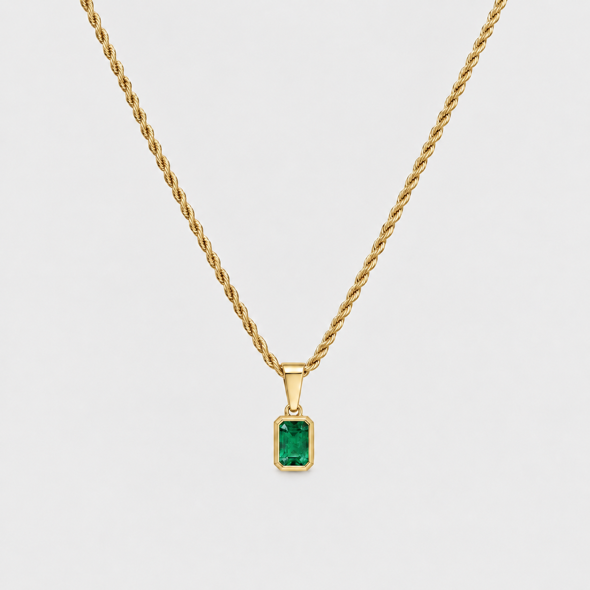 1 Ct. Emerald-Cut Natural Emerald Men’s Solitaire Pendant