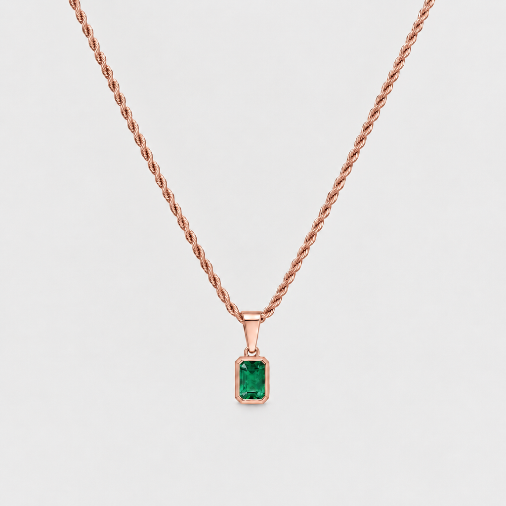1 Ct. Emerald-Cut Natural Emerald Men’s Solitaire Pendant