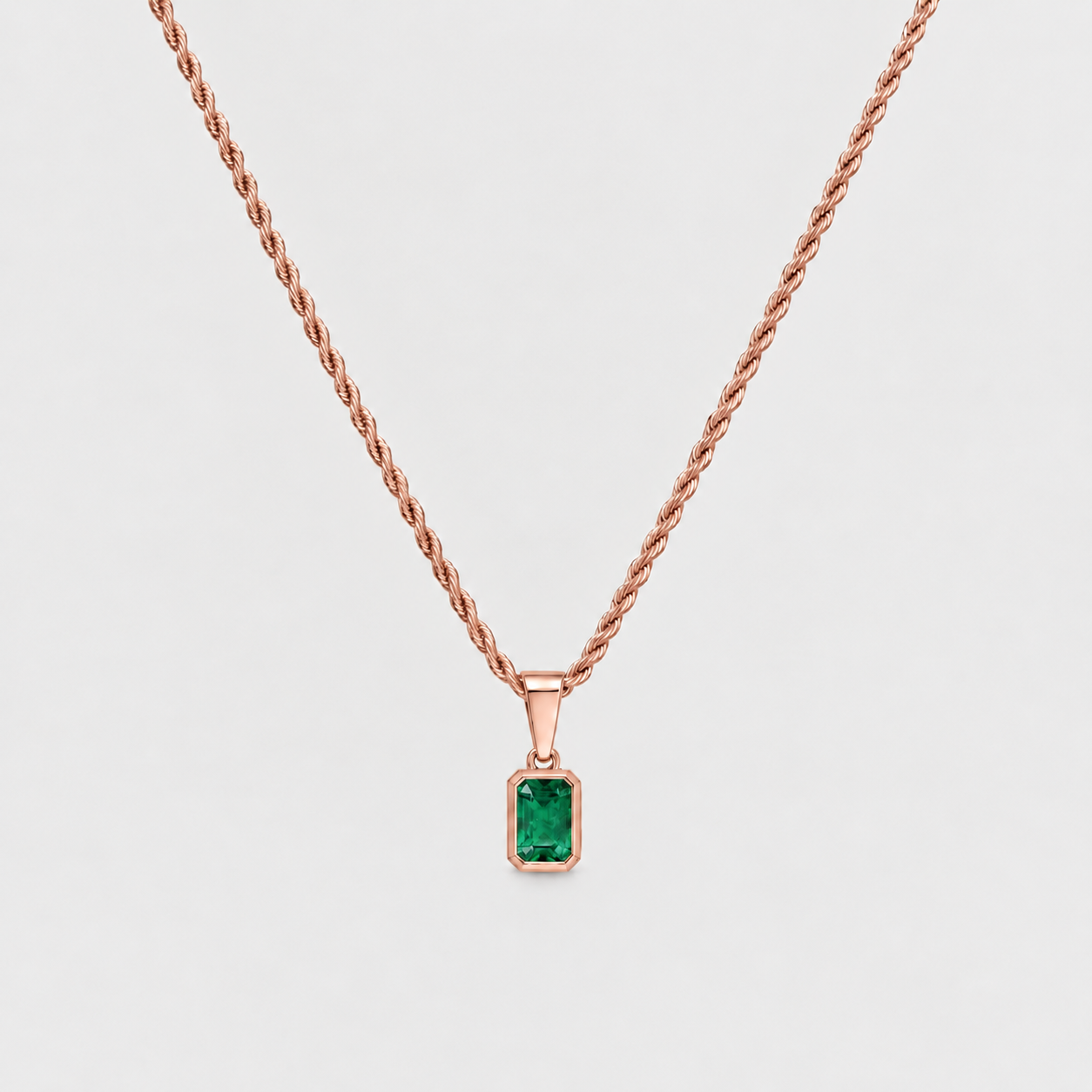 1 Ct. Emerald-Cut Natural Emerald Men’s Solitaire Pendant