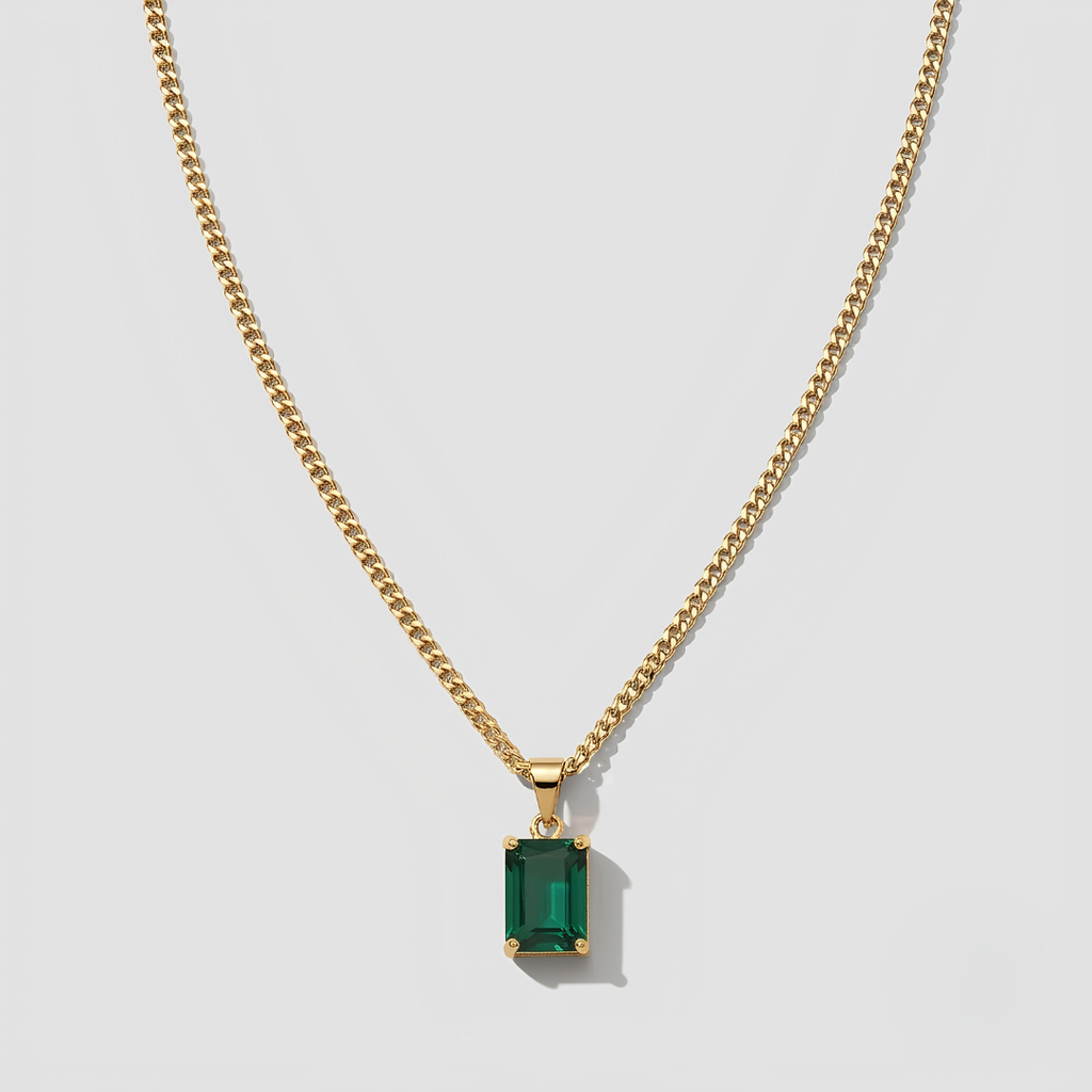 2 Ct. Emerald-Cut Natural Emerald Men’s Solitaire Pendant