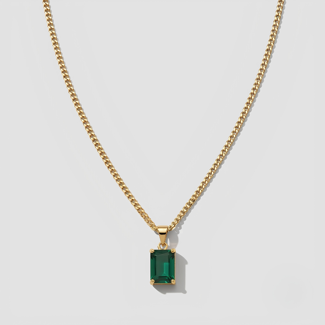 2 Ct. Emerald-Cut Natural Emerald Men’s Solitaire Pendant
