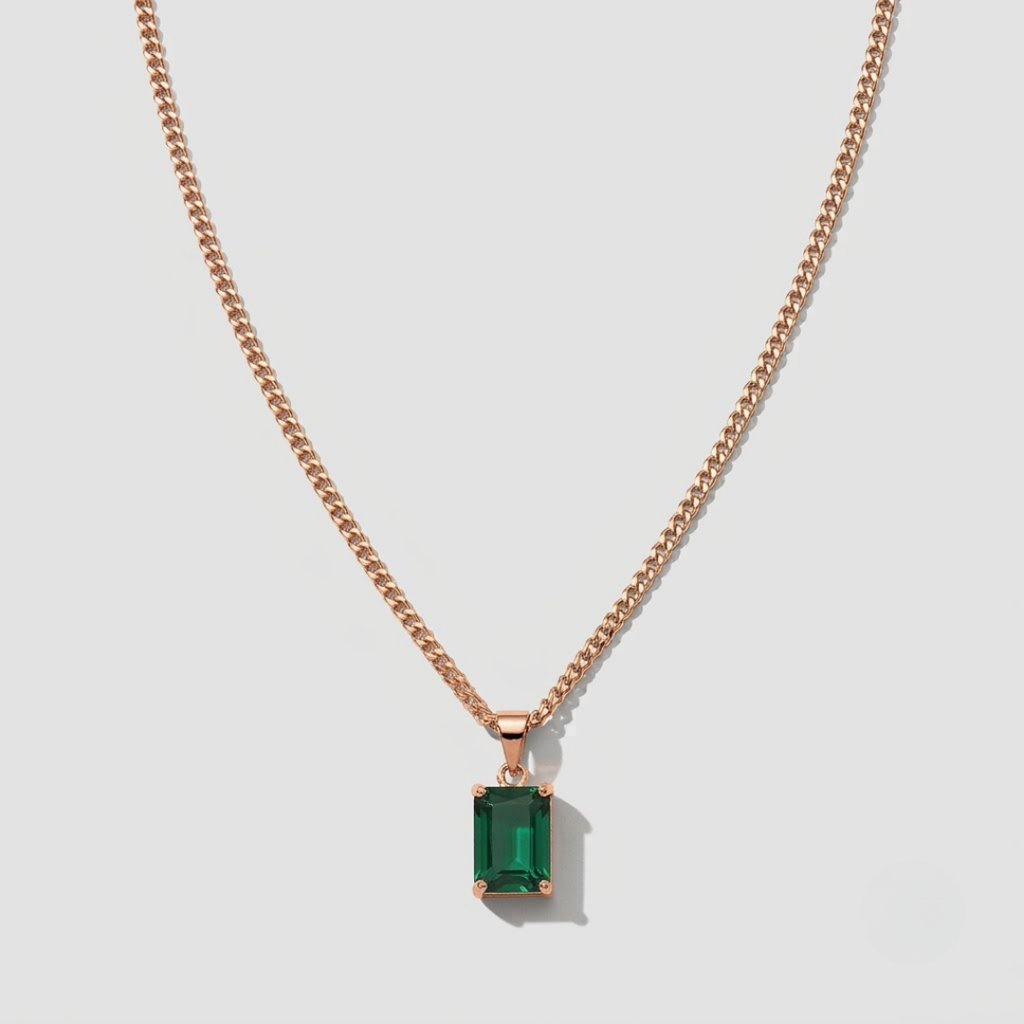 2 Ct. Emerald-Cut Natural Emerald Men’s Solitaire Pendant