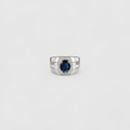 2.4 Ct. Blue Sapphire Gemstone Oval Cut Men Halo Ring