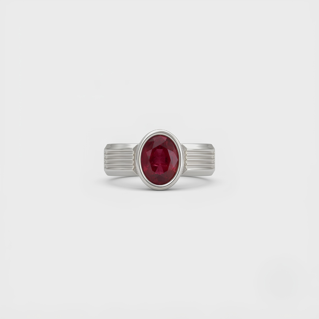 1.5 Ct. Oval Cut Ruby Gemstone Men Solitaire Ring