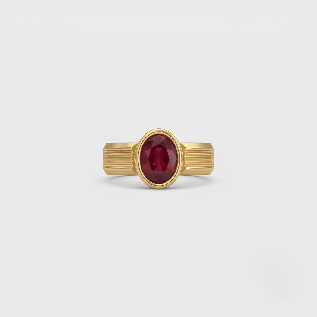 1.5 Ct. Oval Cut Ruby Gemstone Men Solitaire Ring