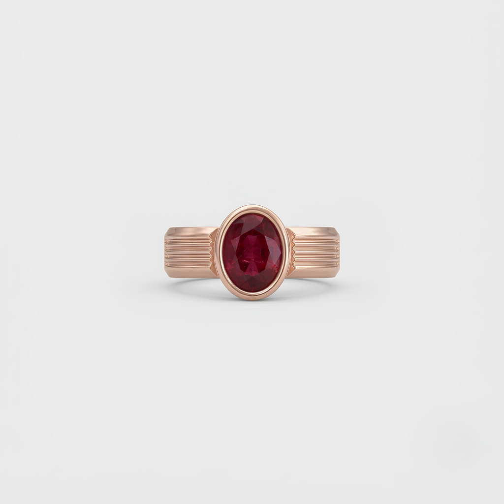 1.5 Ct. Oval Cut Ruby Gemstone Men Solitaire Ring
