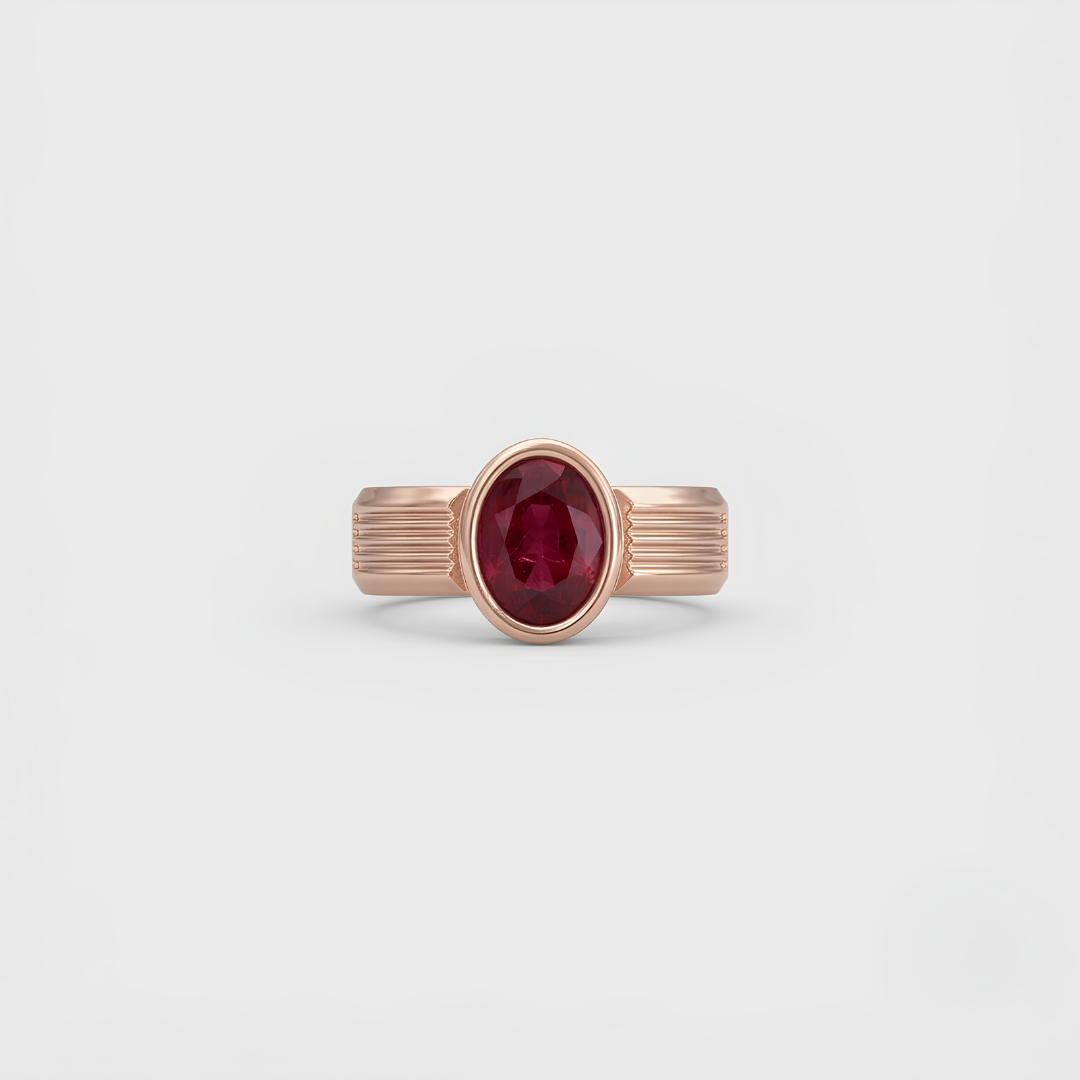 1.5 Ct. Oval Cut Ruby Gemstone Men Solitaire Ring
