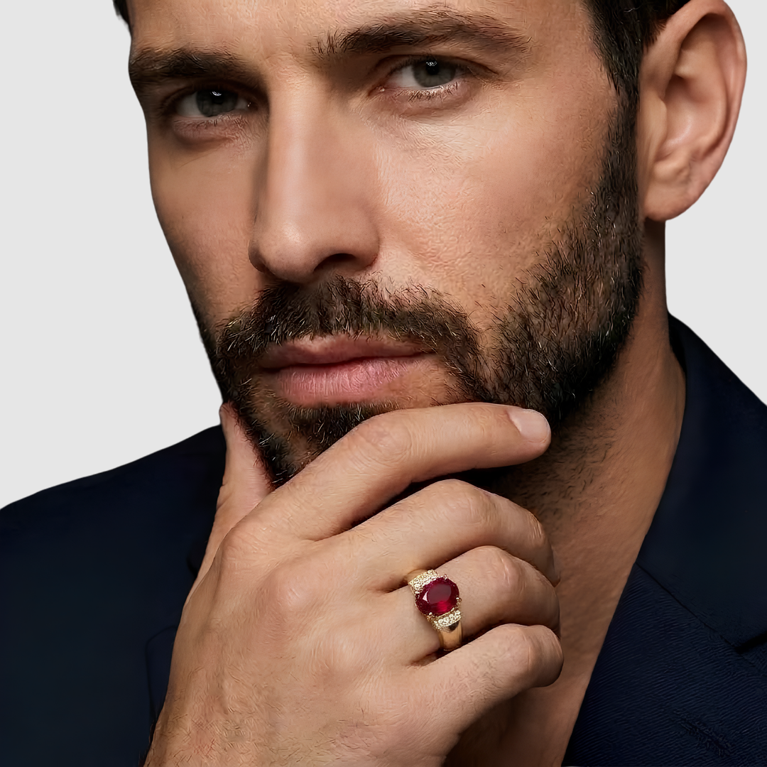 1.9 Ct. Lab-Grown Diamond & Natural Gemstone Men Ring