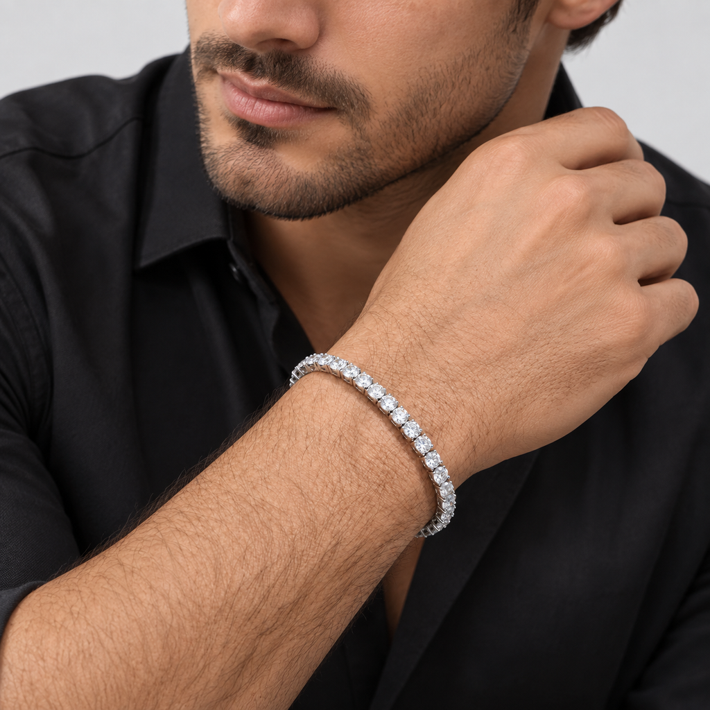 16 Ct. Lab Grown Diamond Round Cut Men Tennis Bracelet (EF/VVS-VS)
