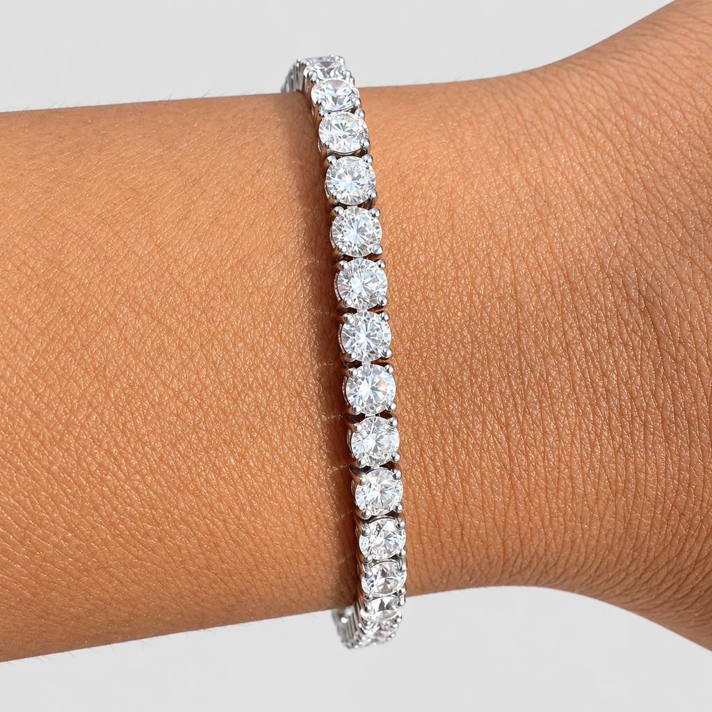 15 Ct. Lab Grown Diamond Men Tennis Bracelet Round Cut (EF/VVS-VS)