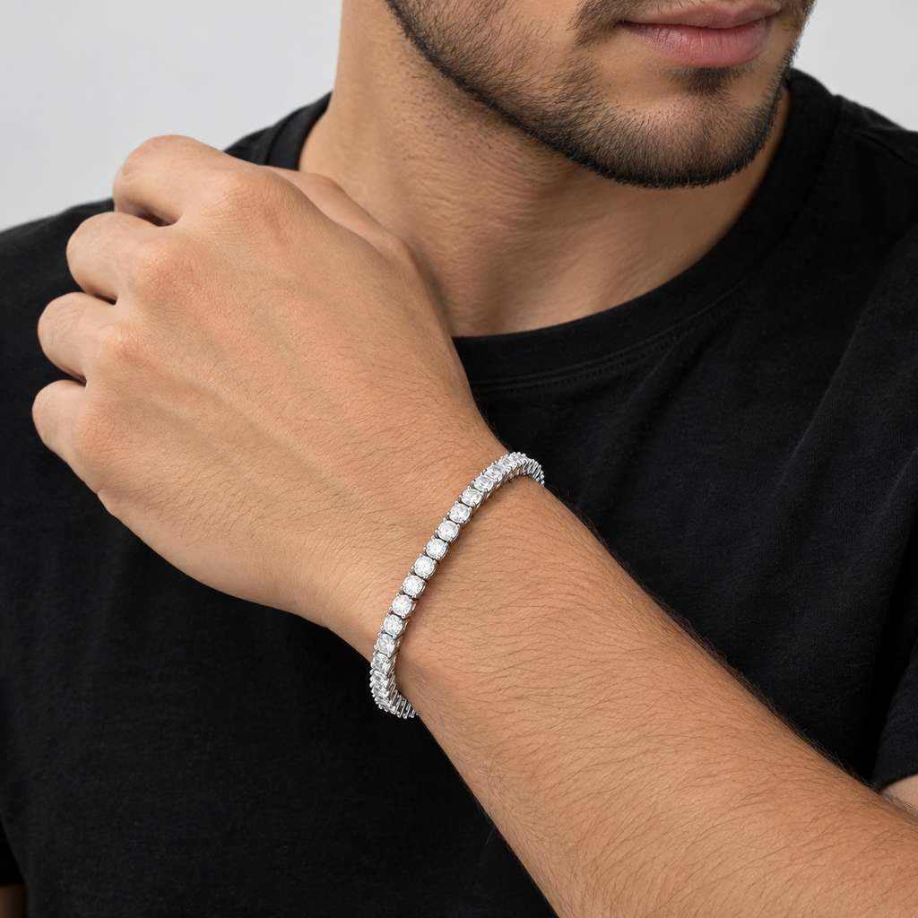 6 Ct. Lab Grown Diamond Round Cut Men Tennis Bracelet (EF/VVS-VS)