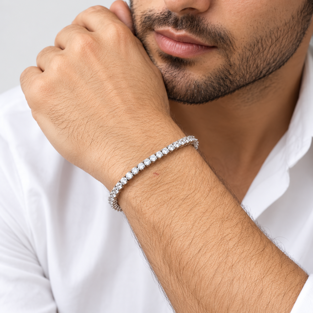5.90 Ct. Lab Grown Diamond Round Cut Men Tennis Bracelet (EF/VVS-VS)