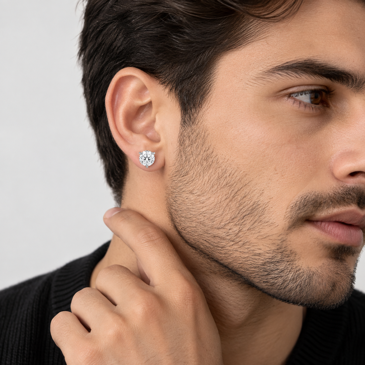 3 Ct. Lab-Grown Diamond Men Stud Three Prongs (VS-EF)
