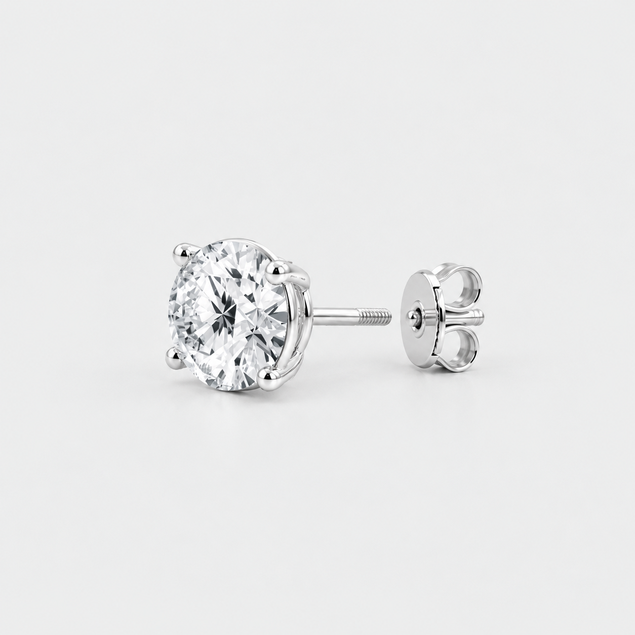 2 Ct. Lab-Grown Diamond Single Stud Round-Cut (VS-EF)