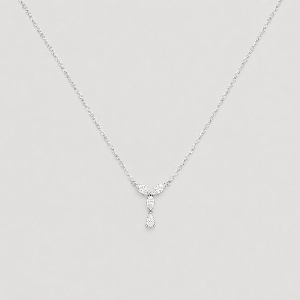 0.50 CT (VS–EF) Marquise & Pear Cut Lab-Grown Diamond Drop Pendant Necklace for Women