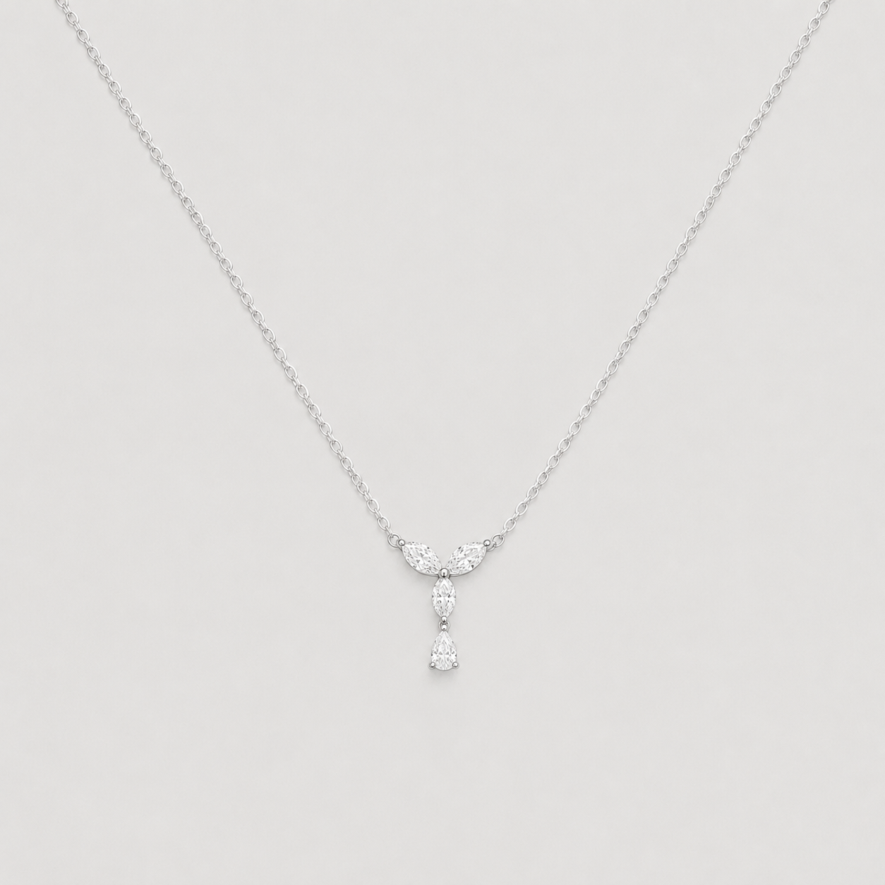 0.50 CT (VS–EF) Marquise & Pear Cut Lab-Grown Diamond Drop Pendant Necklace for Women