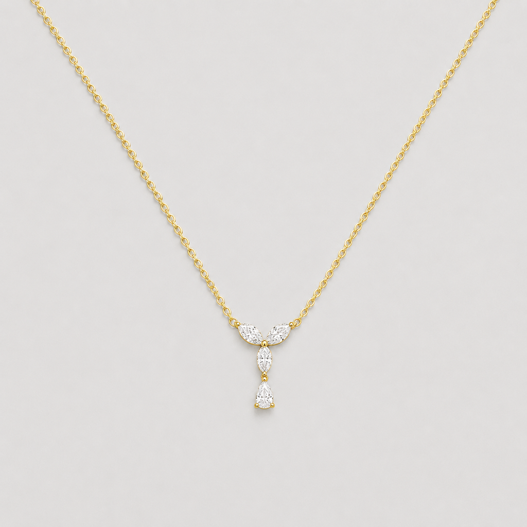 0.50 CT (VS–EF) Marquise & Pear Cut Lab-Grown Diamond Drop Pendant Necklace for Women