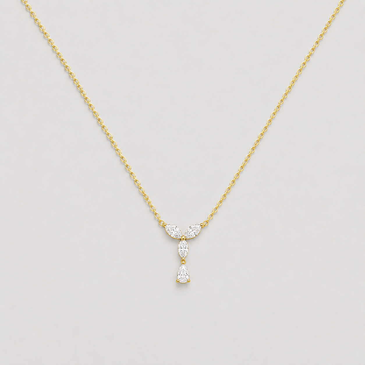 0.50 CT (VS–EF) Marquise & Pear Cut Lab-Grown Diamond Drop Pendant Necklace for Women