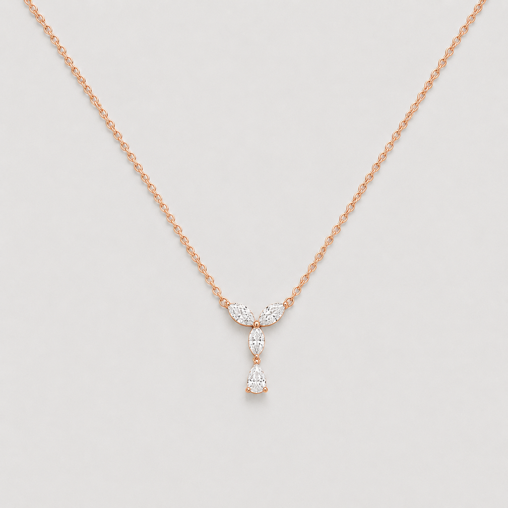 0.50 CT (VS–EF) Marquise & Pear Cut Lab-Grown Diamond Drop Pendant Necklace for Women