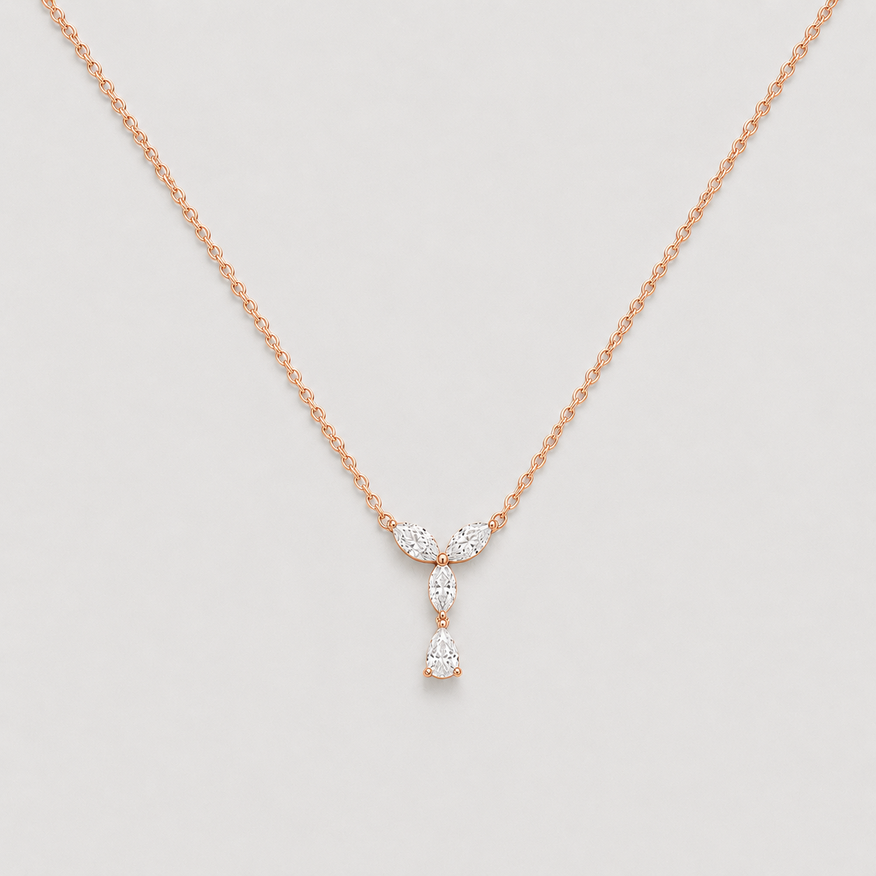 0.50 CT (VS–EF) Marquise & Pear Cut Lab-Grown Diamond Drop Pendant Necklace for Women