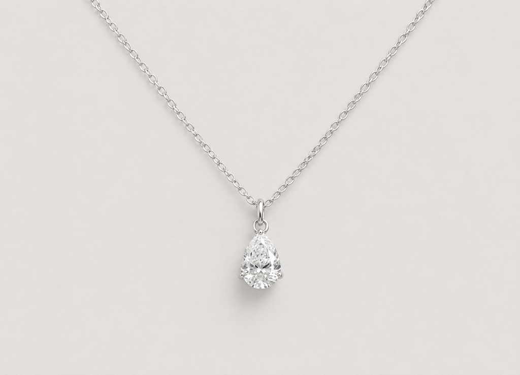 1.50 CT (VS–EF) Pear Cut Lab-Grown Diamond Solitaire Pendant Necklace for Women