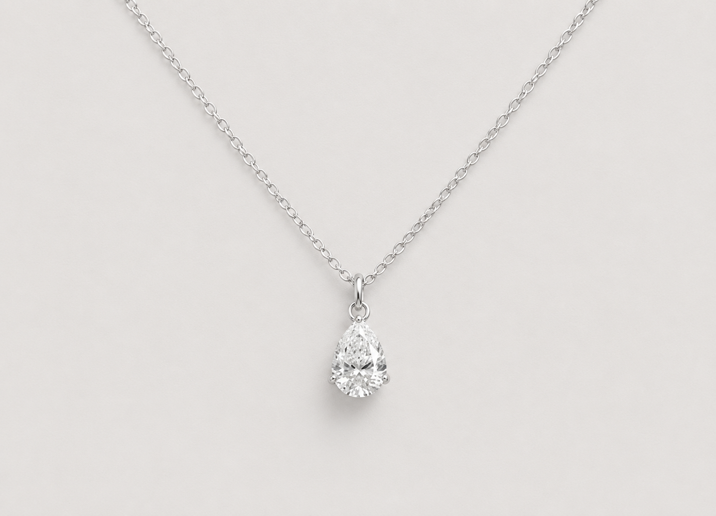 1.50 CT (VS–EF) Pear Cut Lab-Grown Diamond Solitaire Pendant Necklace for Women