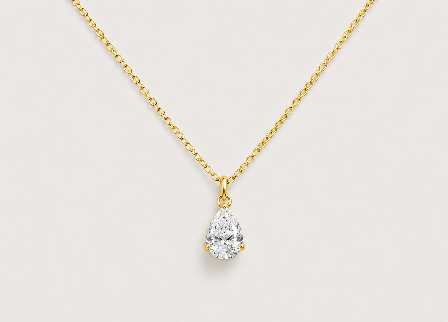 1.50 CT (VS–EF) Pear Cut Lab-Grown Diamond Solitaire Pendant Necklace for Women