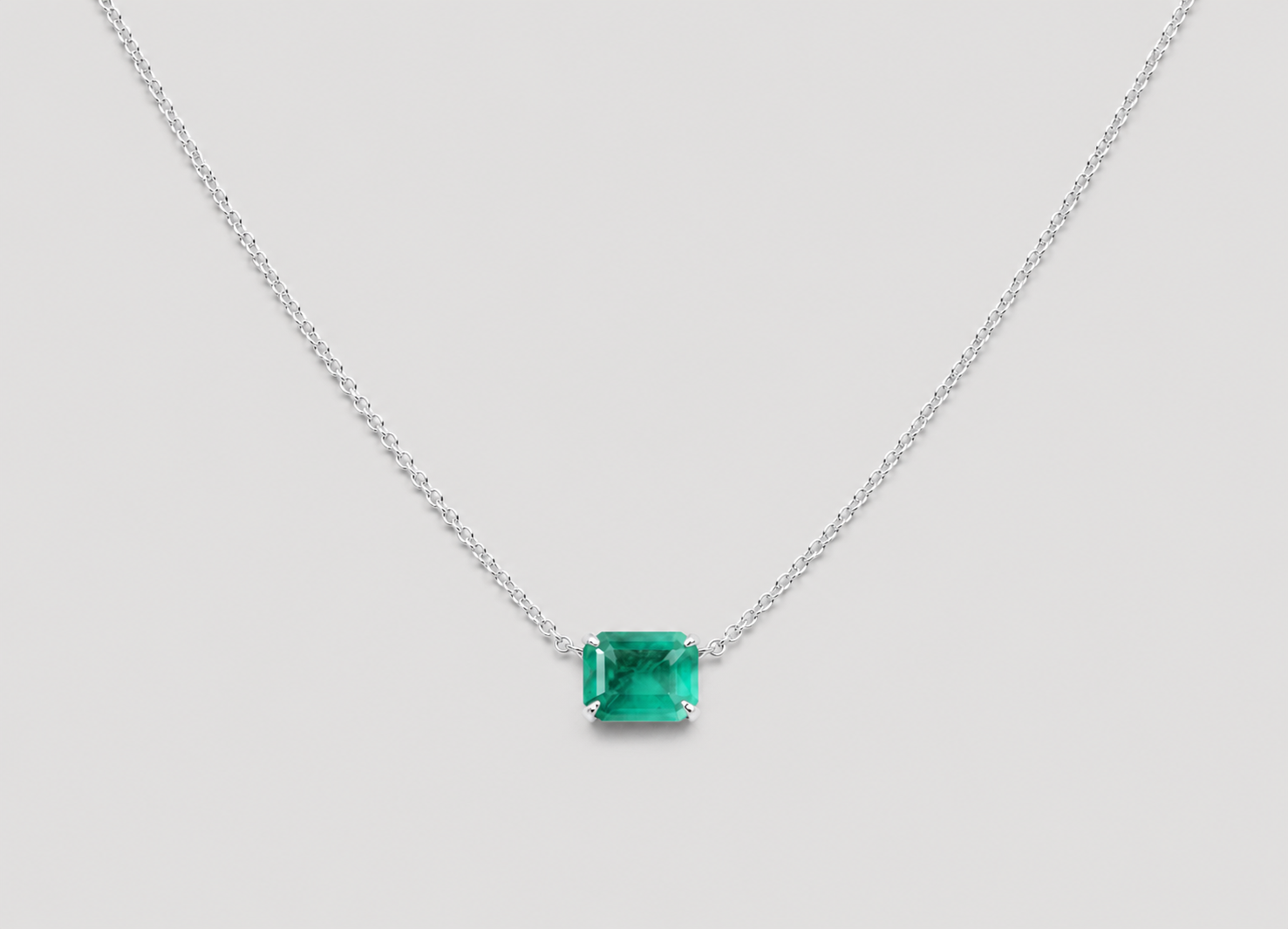 2 CT Emerald Cut Green Gemstone Pendant Necklace