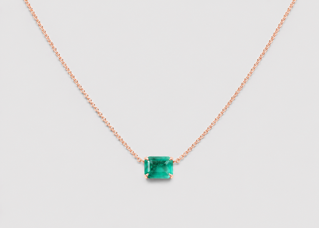 2 CT Emerald Cut Green Gemstone Pendant Necklace